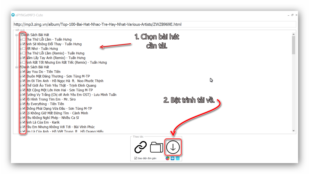ePYNGetMP3-Cute – Phần mềm get link download bài hát, playlist nhạc ở Nhaccuatui, Nhacso, ZingMP3
